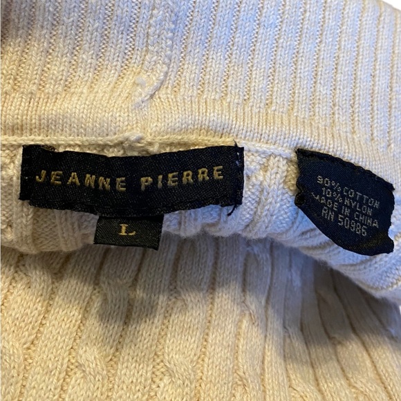 Jeanne Pierre Turtleneck Sweater Cable Knit Ivory Size Large - Picture 5 of 6